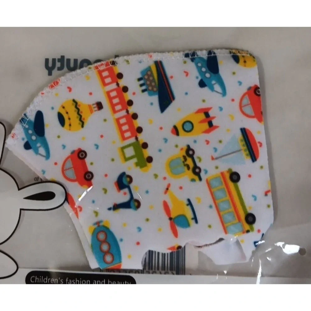 Children's Cloth‎ Face Masks Lot Of 4 Reusable Unicorns Cars Trains Airplanes